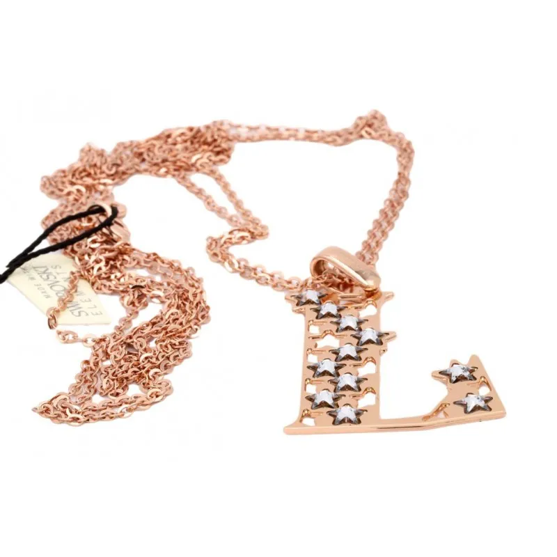 collana lunga donna Boccadamo Iniziale L xgr046l acciaio con cristalli Swarovski