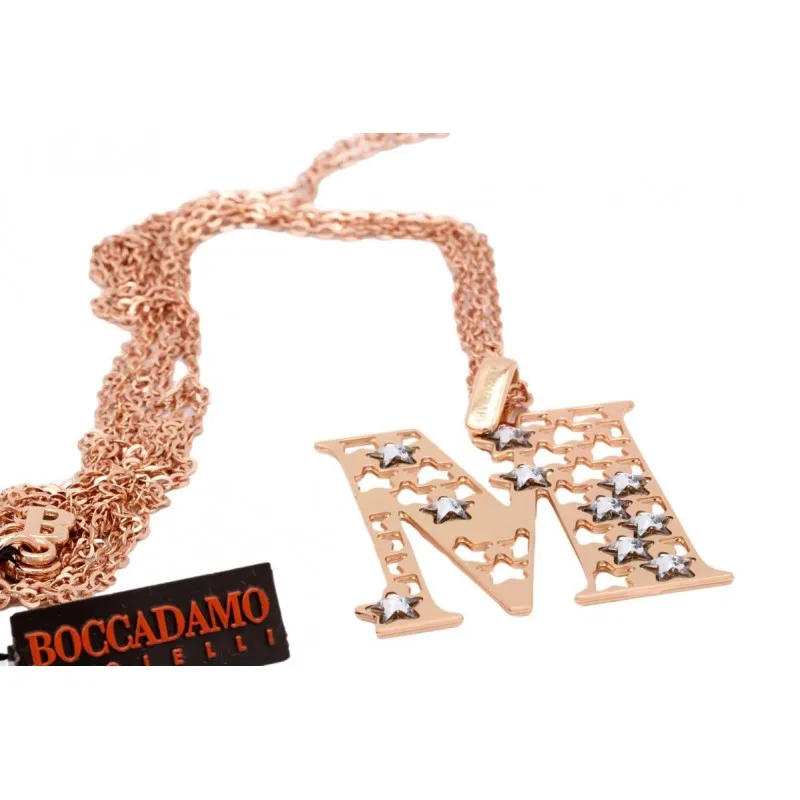 collana lunga donna Boccadamo Iniziale M xgr046m acciaio con cristalli Swarovski