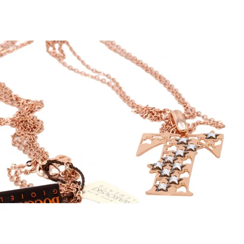 collana lunga donna Boccadamo Iniziale T xgr046t acciaio con cristalli Swarovski