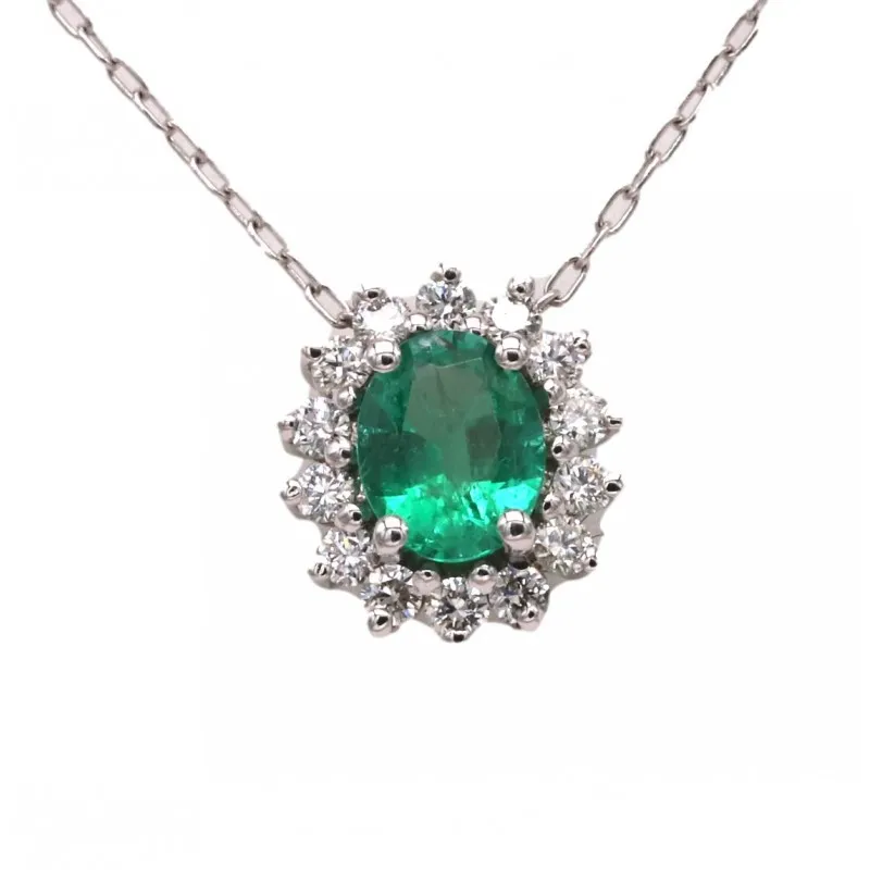 collana margherita donna Giorgio Visconti gb39443s in oro 750 bianco con smeraldo e diamanti