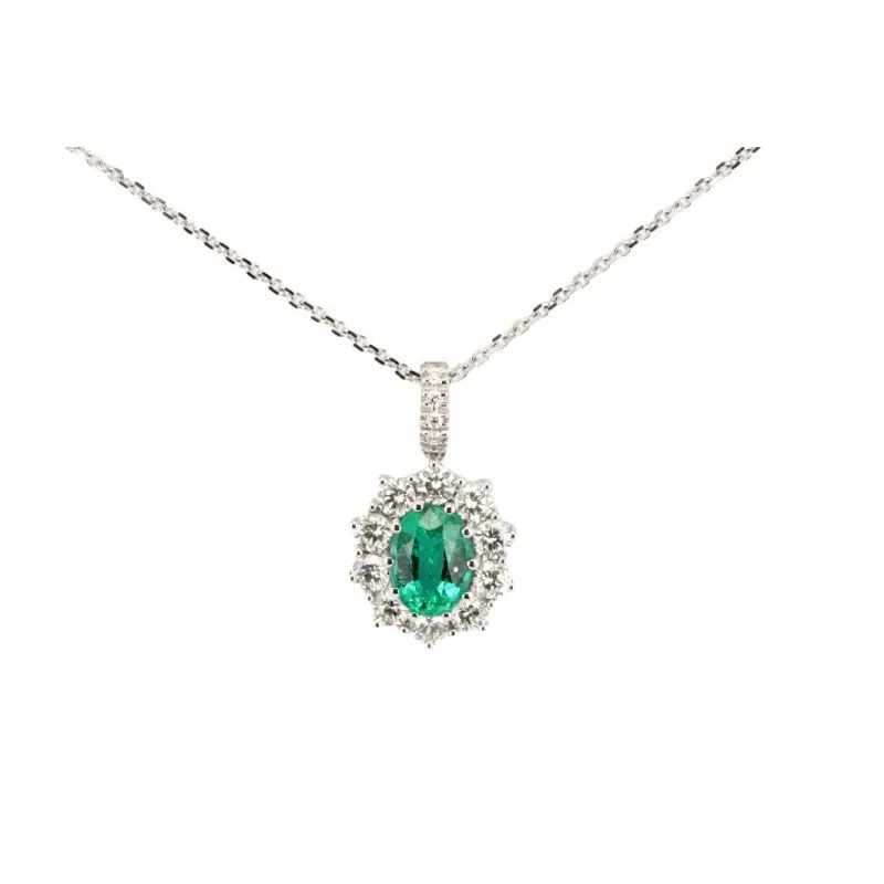 collana margherita donna Giorgio Visconti margherita gb36111bs in oro 750 bianco con smeraldo e diamanti