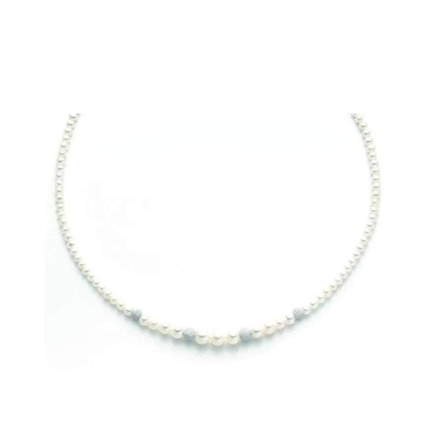 Collana in oro e perle boule e fantasia 4/4,5 mm