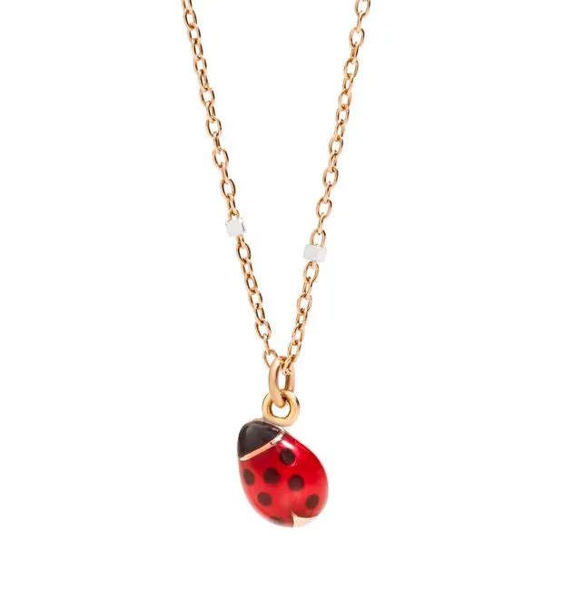 COLLANA MINI COCCINELLA DODO ORO ROSA BIANCO SMALTO DCB9001-LADYX-ERO9R
