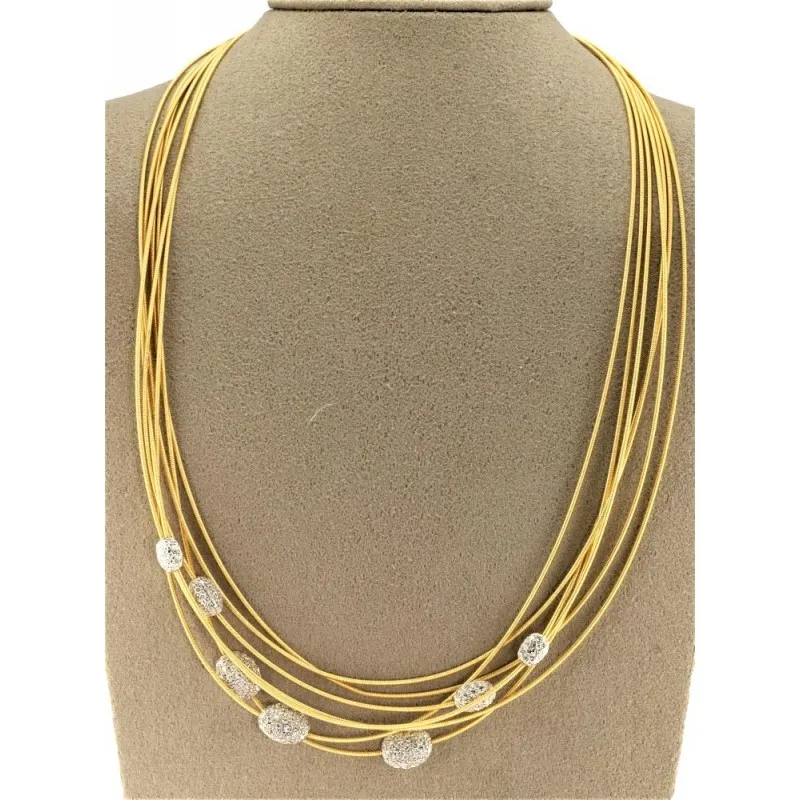collana multifilo donna Bicego cg184-b in oro 750 giallo con diamanti