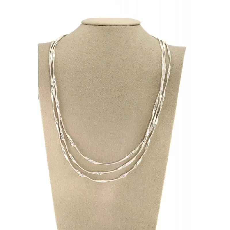 collana multifilo donna Bicego cg338-b in oro 750 bianco con diamanti