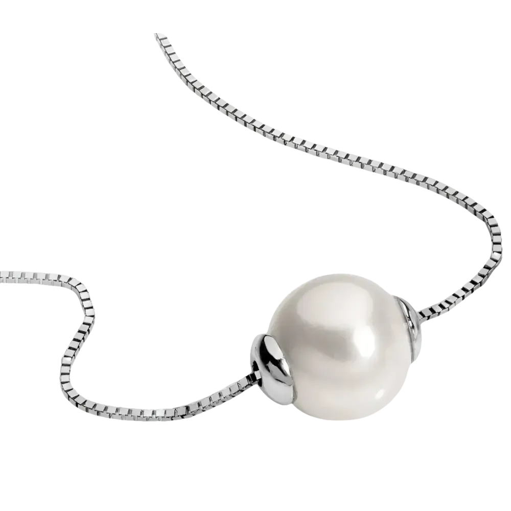 Collana Oro Bianco e Perla scorrevole Ambrosia AGP024