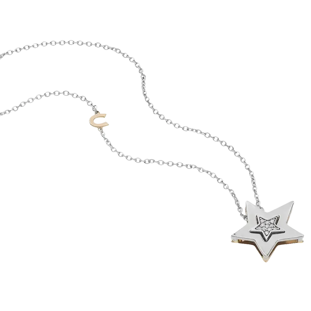 Collana Stella Oro Bianco e Diamanti GLB 1447