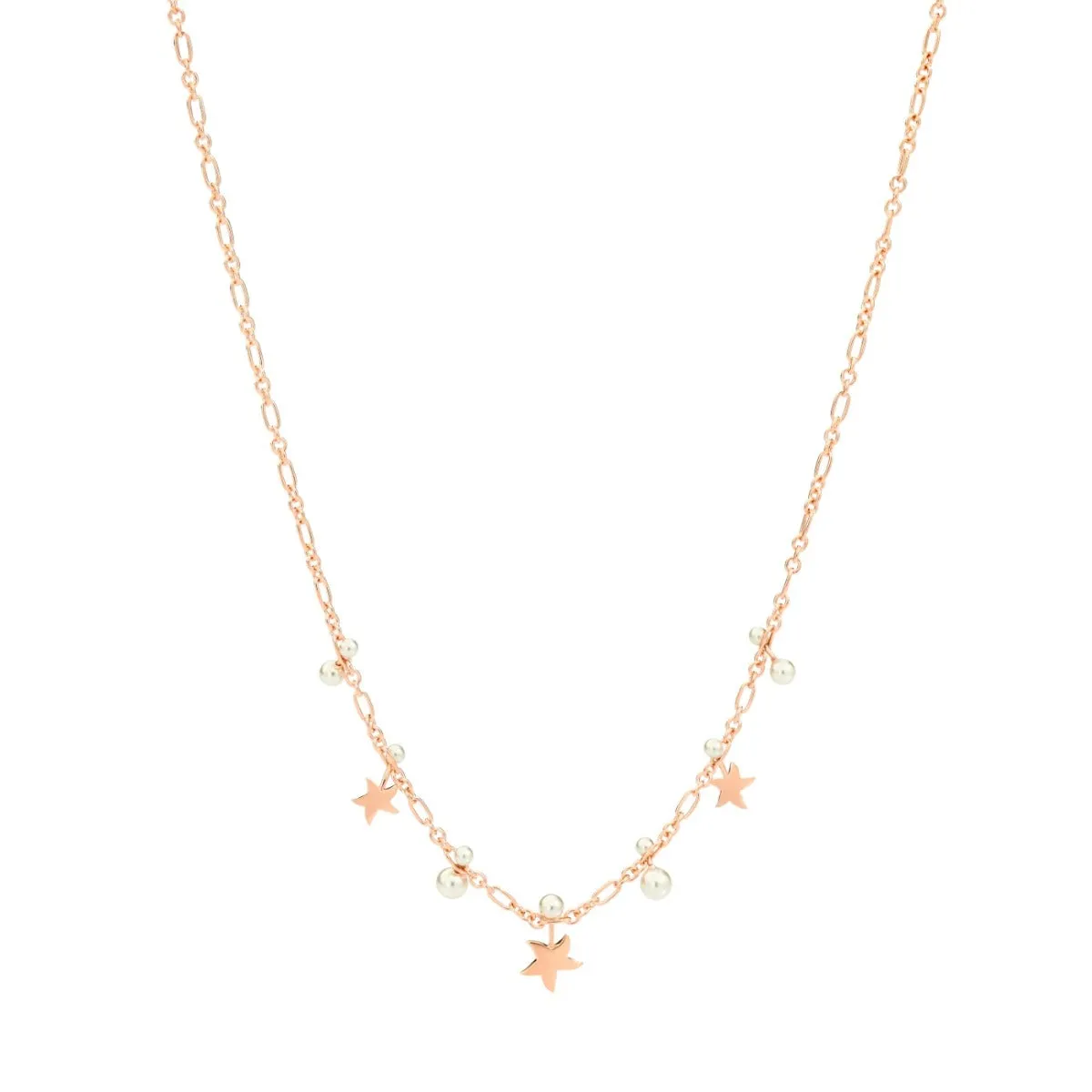 COLLANA STELLINA DODO ORO ROSA PERLE DI CRISTALLO DCC2009-STRAS-WCP9R-42