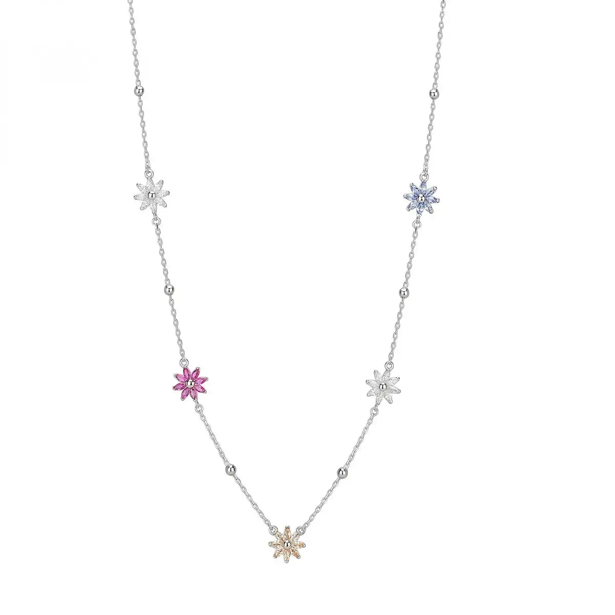 Rosato Collana Gaia Fiori Argento