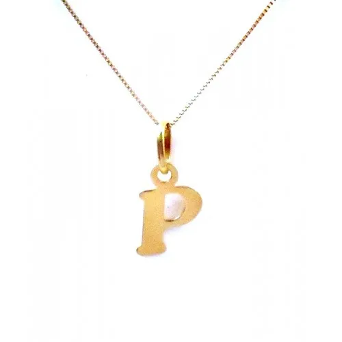 COLLANA UNISEX IN ORO GIALLO 18 KT CON LETTERA INIZIALE P