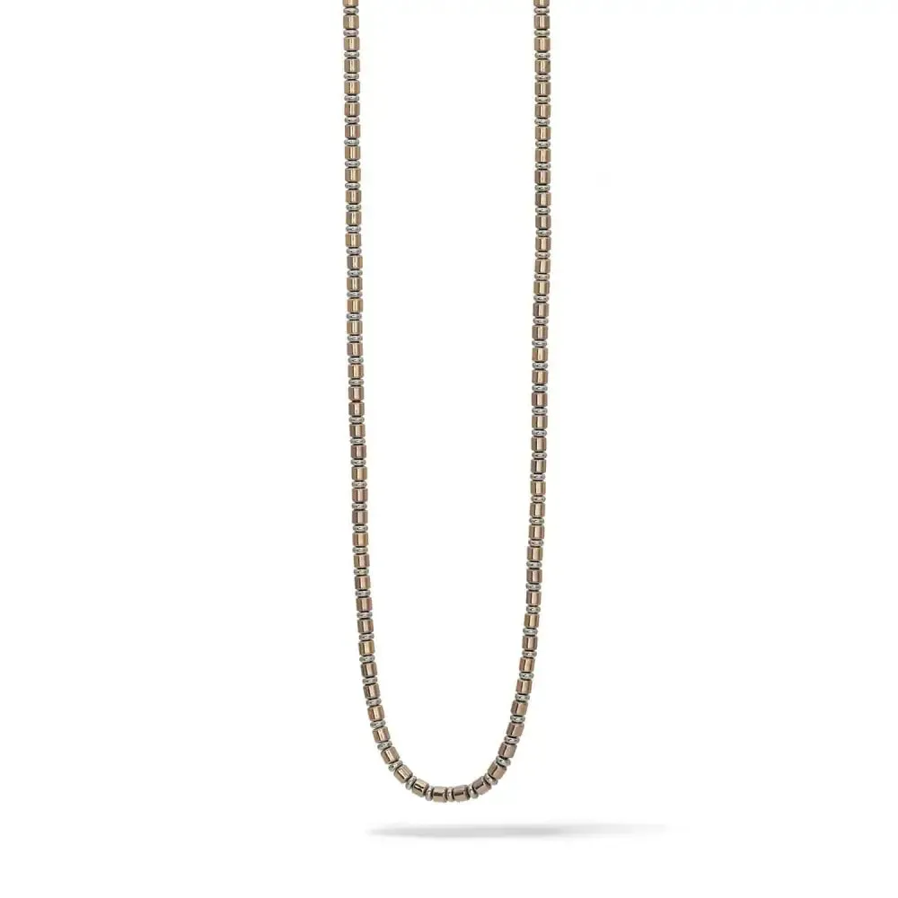 COMETE Mineral: Collana Uomo in Acciaio ed Ematite Rosé