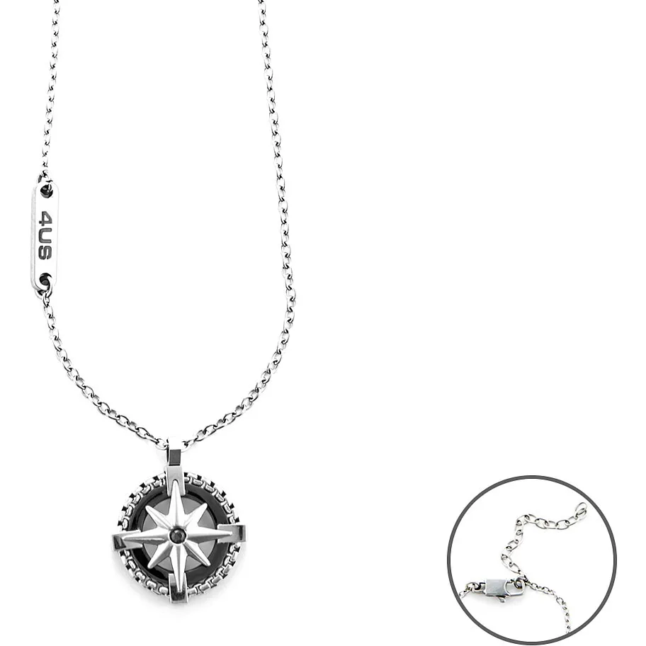 Collana uomo gioielli 4US Cesare Paciotti 4ucl5953 con pendente rosa dei venti