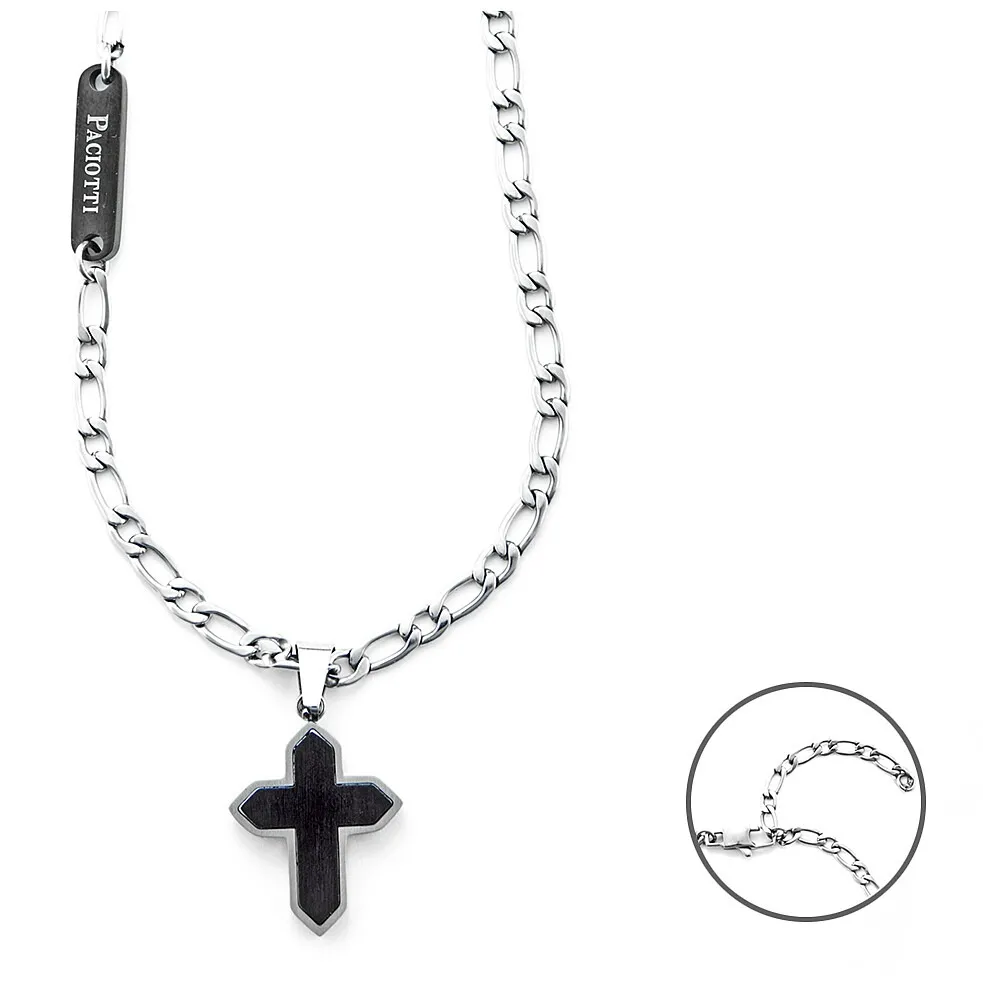 Collana uomo gioielli 4US Cesare Paciotti 4ucl5950 con pendente croce in acciaio