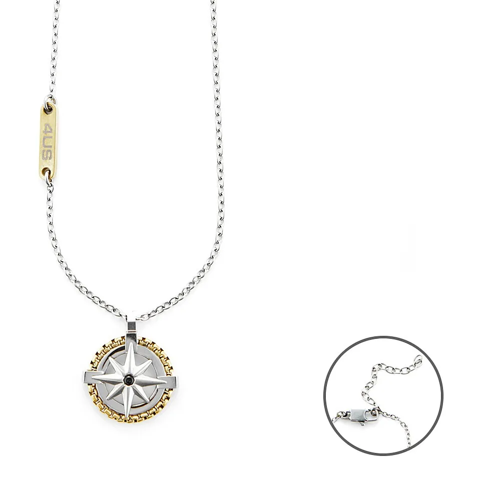 Collana uomo gioielli 4US Cesare Paciotti 4ucl5954 pendente rosa dei venti