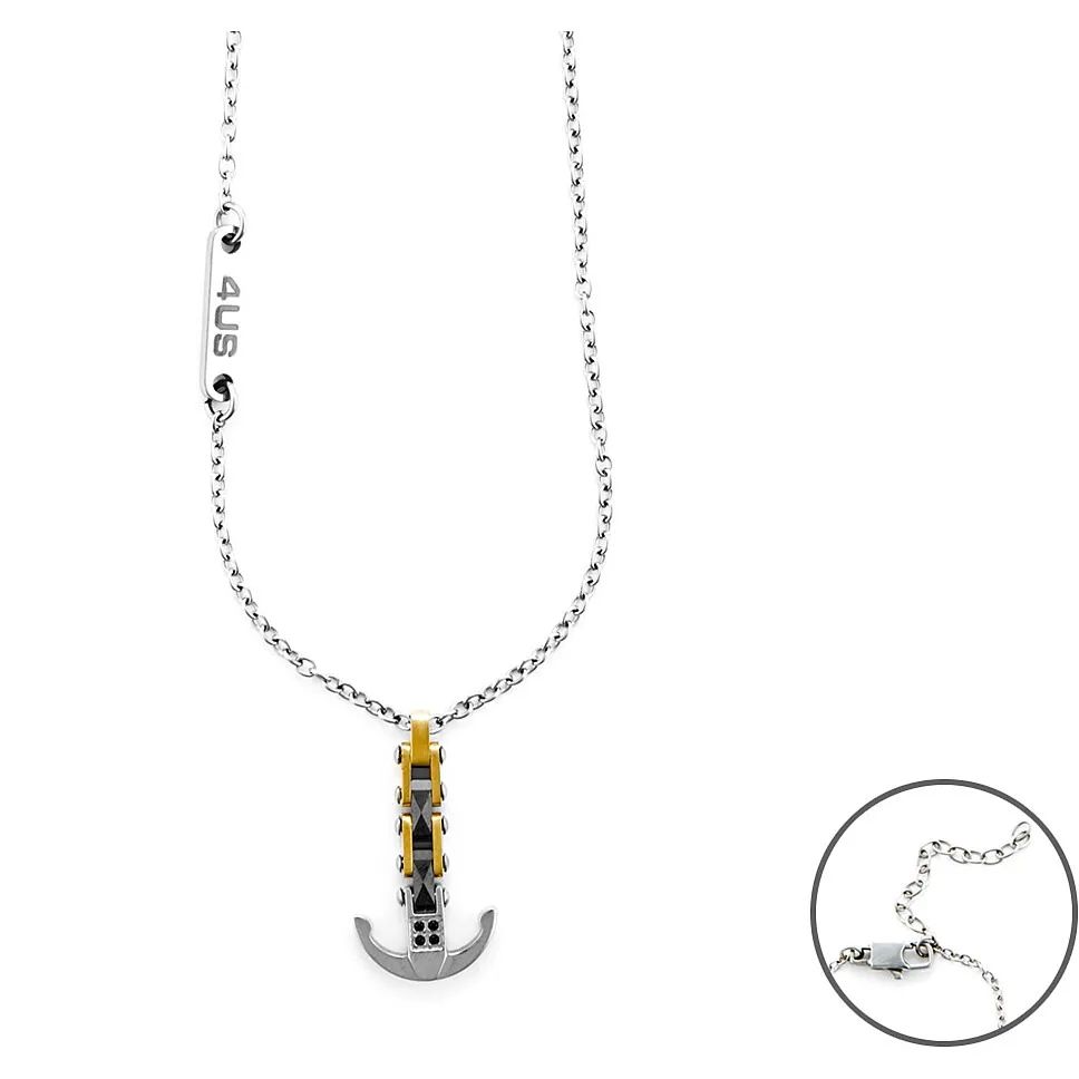 Collana uomo gioielli 4US Cesare Paciotti 4ucl5955 con pendente ancora acciaio