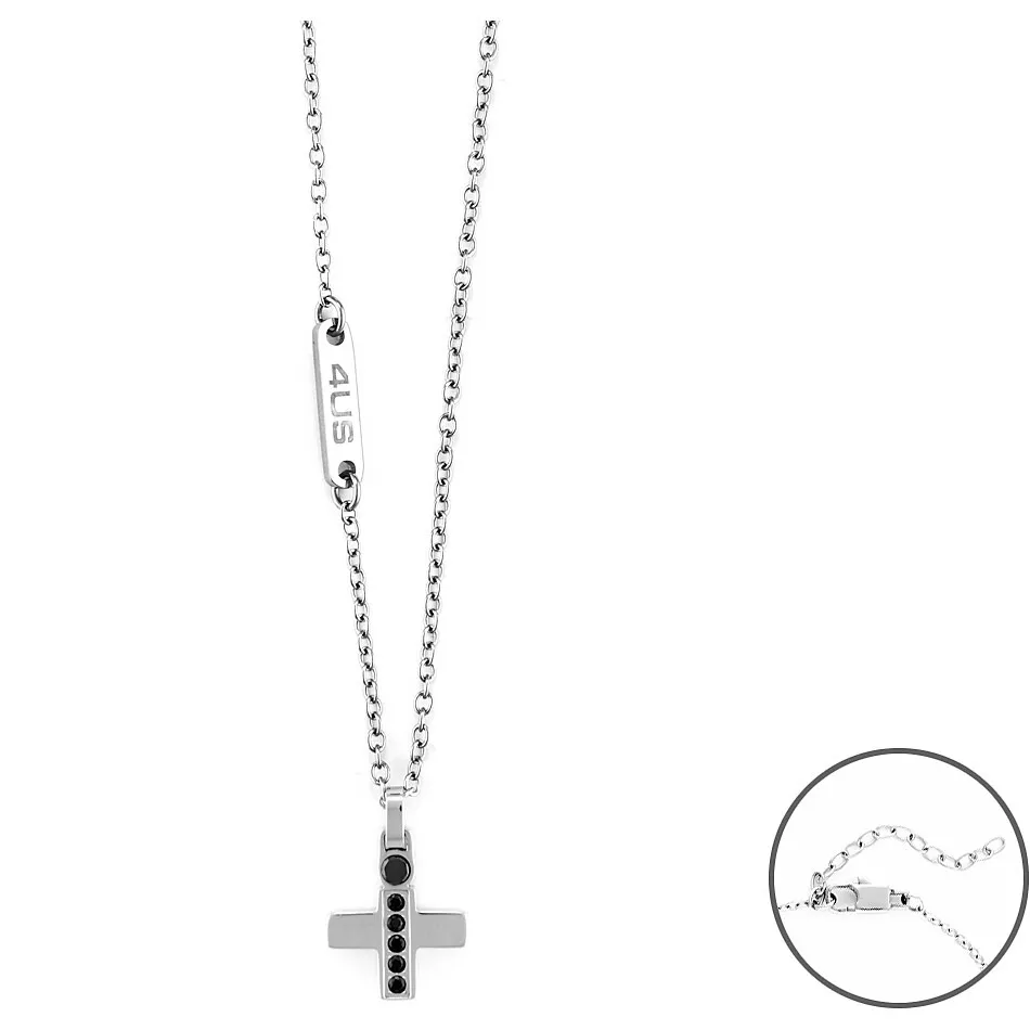 Collana uomo gioielli 4US Cesare Paciotti 4ucl6134 con pendente croce in acciaio