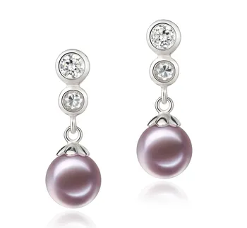 7-8mm di Perle Acqua Dolce Orecchini en Ragazzina Lavanda