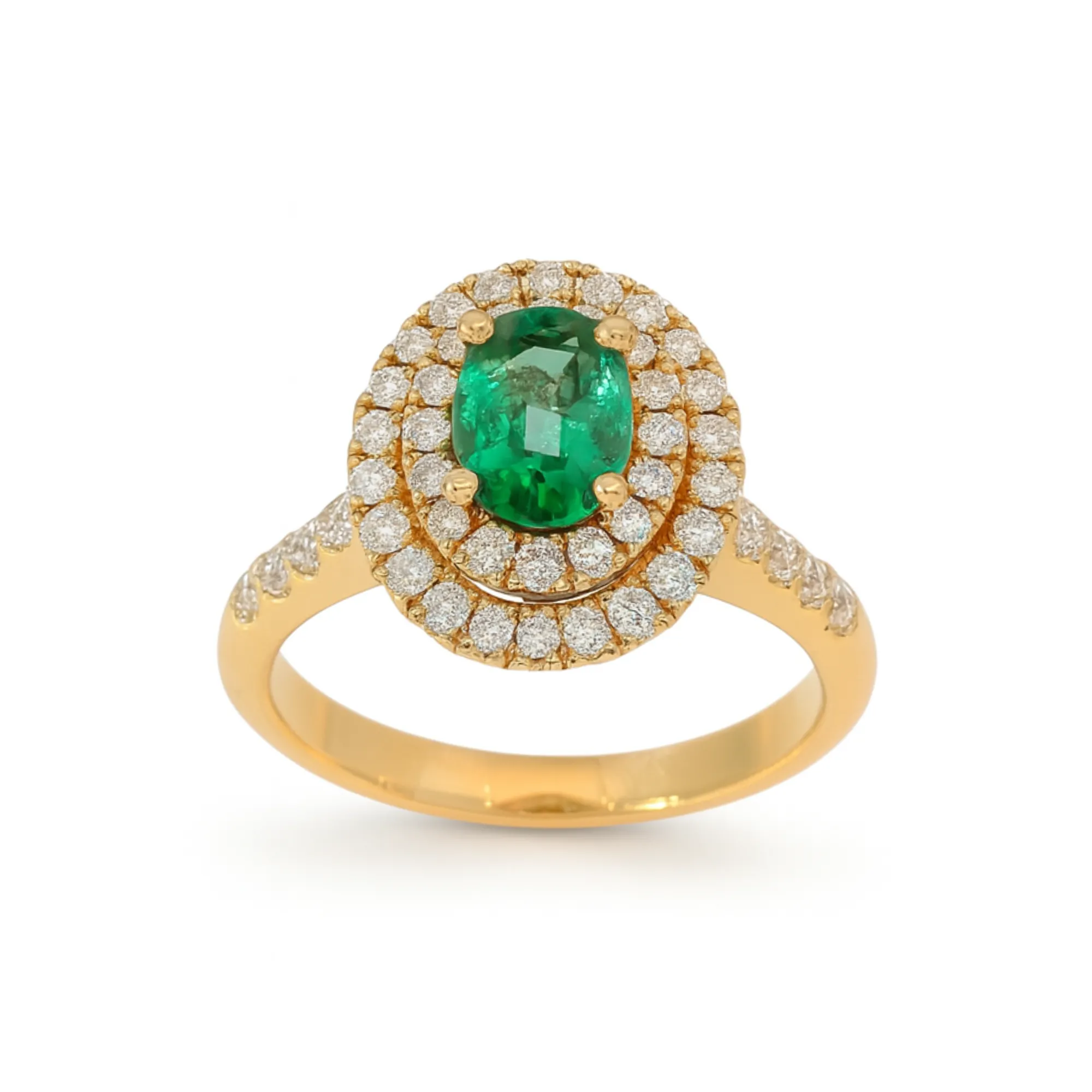 Crivelli - Anello in oro rosa 18 kt con diamanti bianchi e Smeraldo.