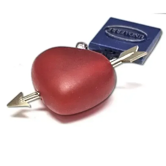 Ciondolo Cuore Corniola e Freccia Oro Bianco UNOAERRE