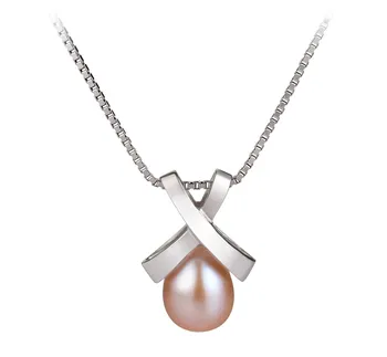 7-8mm di Perle Acqua Dolce Pendente en Imperatrice Rosa