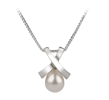 7-8mm di Perle Acqua Dolce Pendente en Imperatrice Bianco