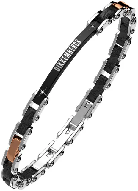 Bikkembergs Bracciale Uomo In Acciaio E Ebano Naturale