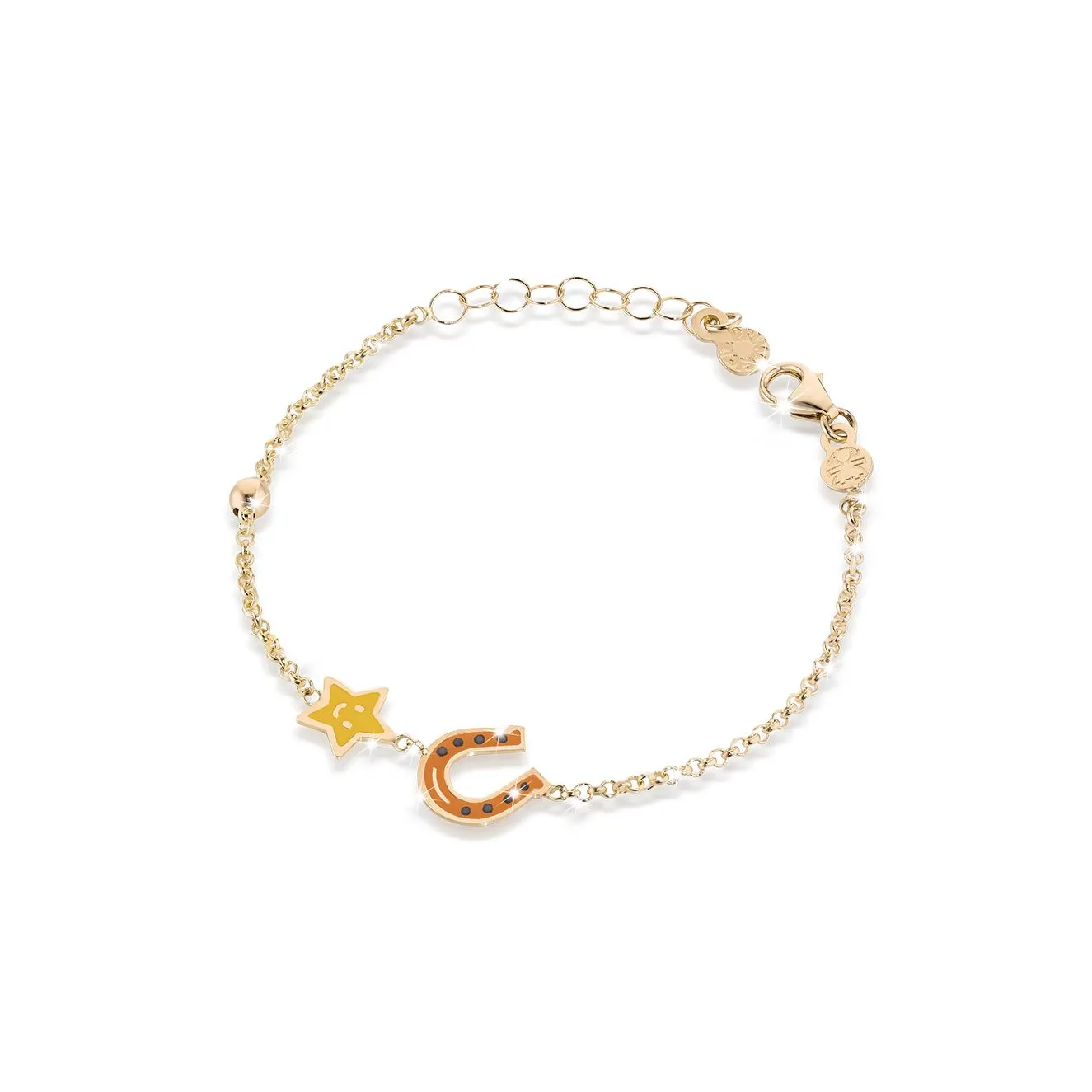 FORTUNA BRACCIALE ORO GIALLO FERRO DI CAVALLO E STELLA