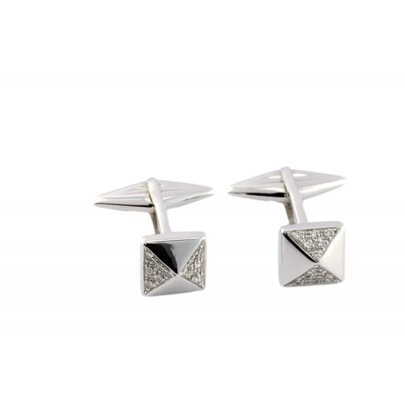 gemelli quadrati uomo Chimento 82234736 in oro 750 bianco con diamanti