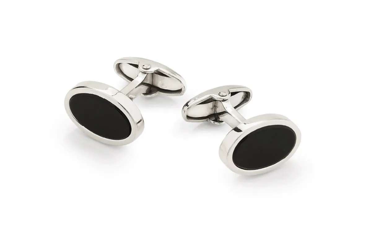 GEMELLI UNOAERRE OVALI ARGENTO ONICE NERA 000FFG0260100