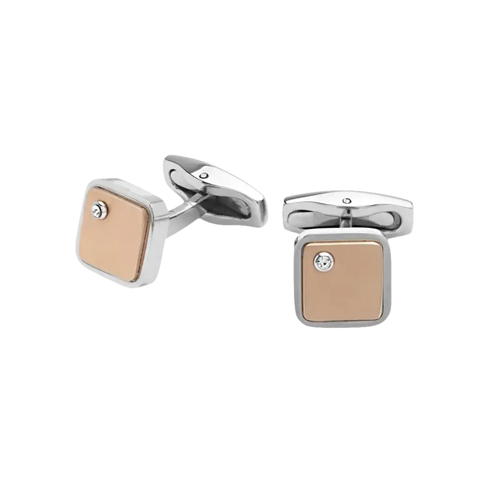 Gemelli Uomo Acciaio PVD Rosa e Zirconi UGM 180