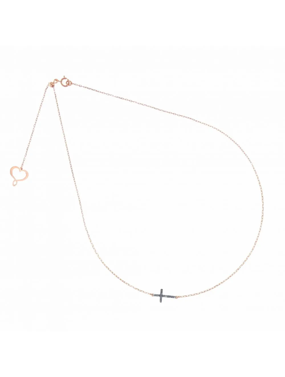 GIROCOLLO 18KT CROCE PASSANTE POLVERE DIAMANTI CROMO ghpowck