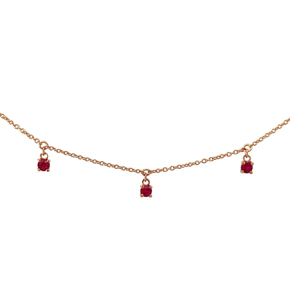 Crivelli Girocollo in Oro Rosa e Rubini Pendenti ct. 0,36