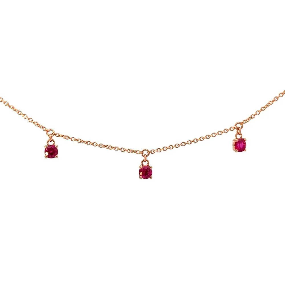 Crivelli Girocollo in Oro Rosa e Rubini Pendenti ct. 0,60