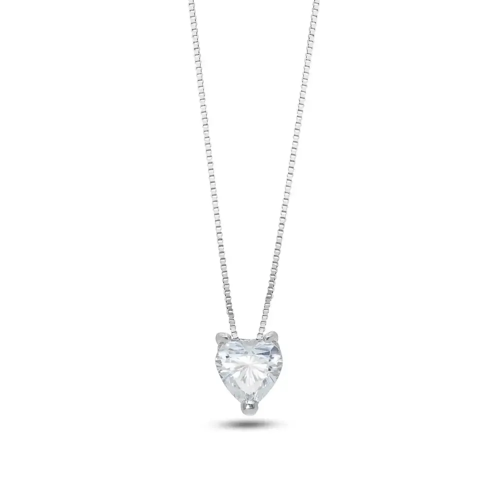 Girocollo Cuore Zircone oro bianco AMBROSIA AGZ 263