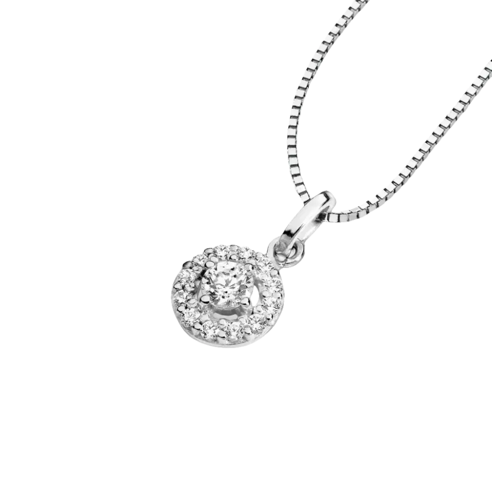 Girocollo Punto Luce Oro Bianco e Zirconi AMBROSIA AGZ 074