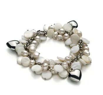 6-7mm di Perle Acqua Dolce Bracciale en Harmony Bianco