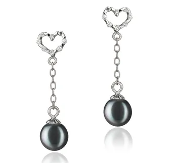 6-7mm di Perle Acqua Dolce Orecchini en Edda Nero