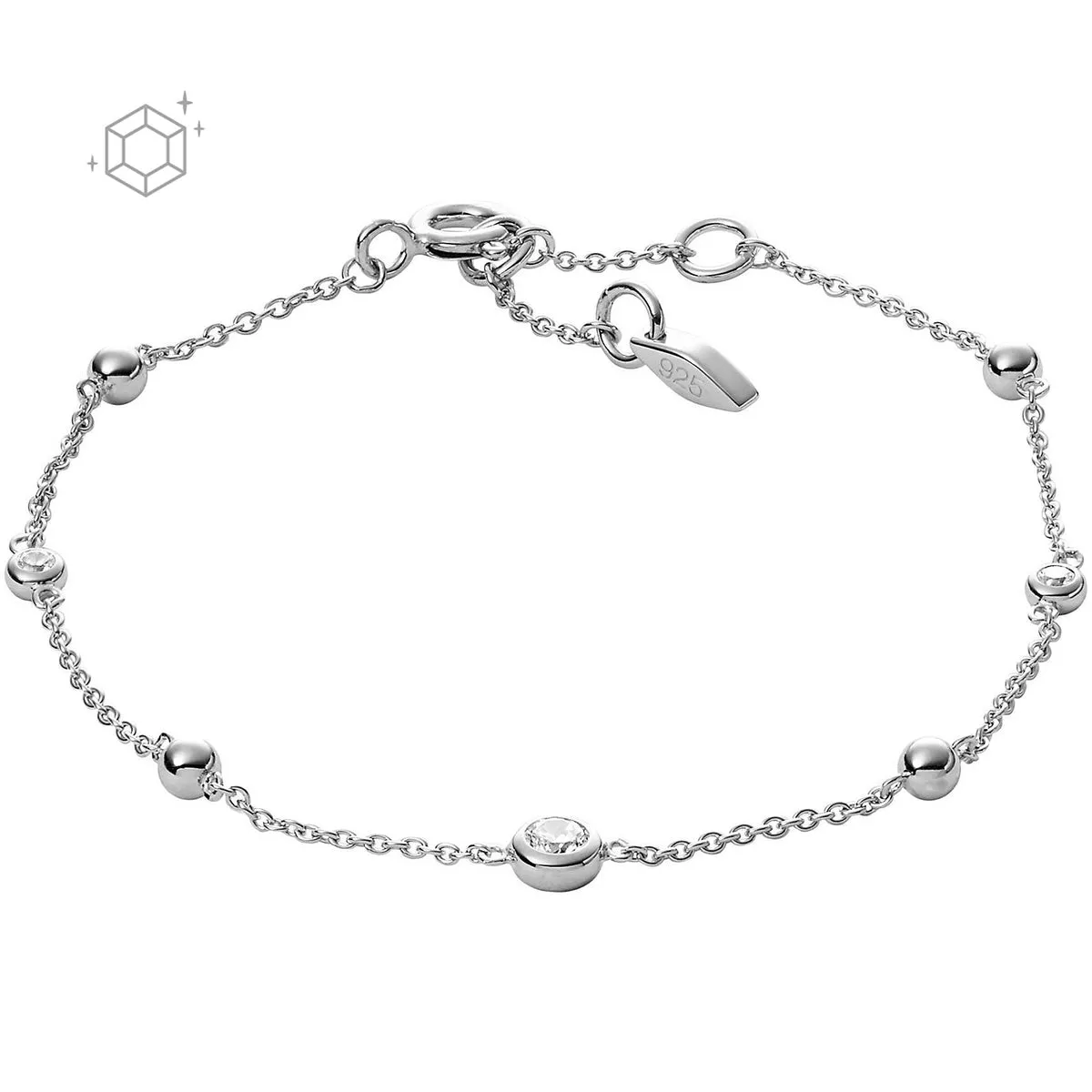 Fossil jfs00452040 Bracciale Donna con Cristalli Incolore in Argento - Sterling Silver - Elliot