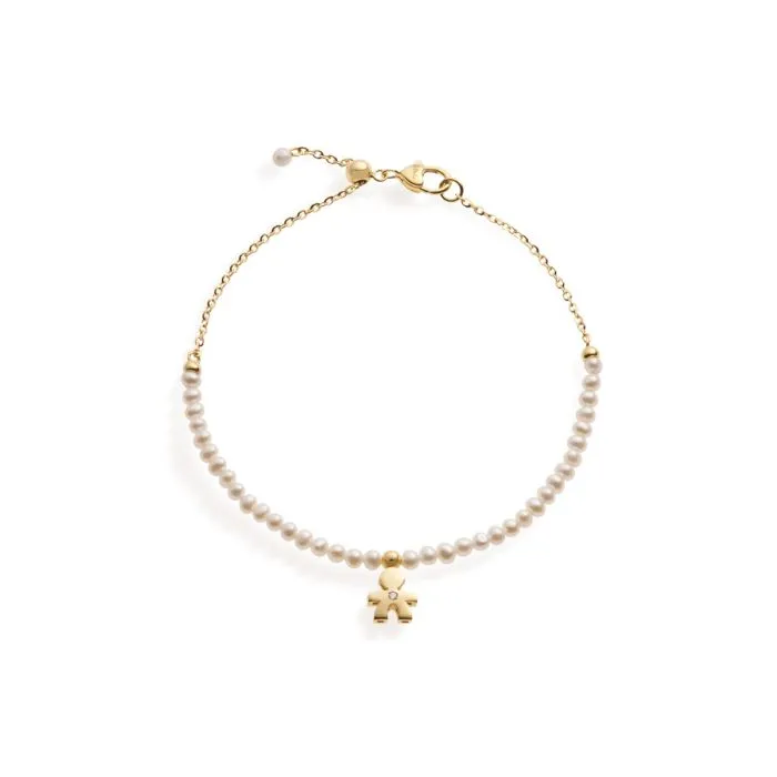 LE PERLE BRACCIALE BIMBO ORO GIALLO, PERLE E DIAMANTE