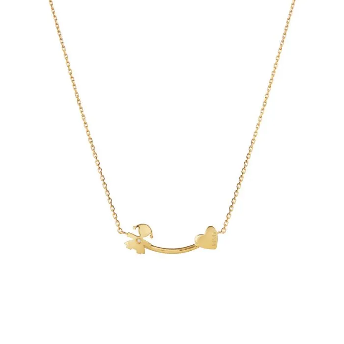 LES PETITS COLLANA BIMBA E CUORE ORO GIALLO E DIAMANTE