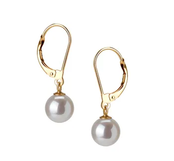 7-8mm di Perle Acqua Dolce Orecchini en Marcella Bianco
