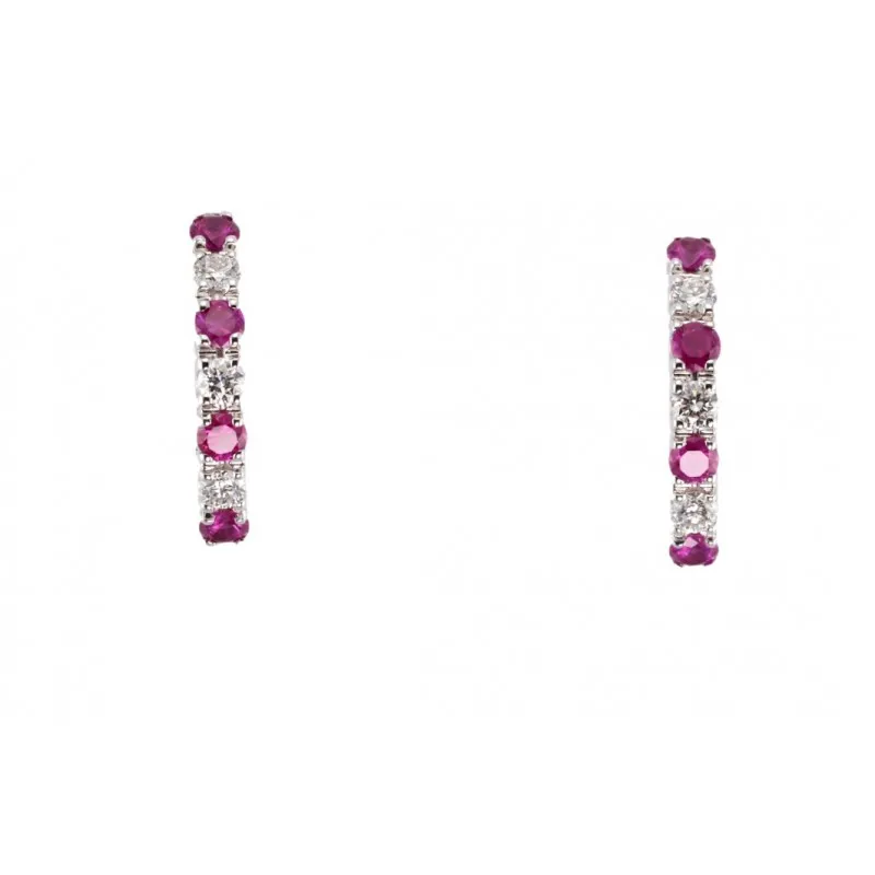 orecchini a cerchio donna Giorgio Visconti bb32225r in oro 750 bianco con rubini e diamanti