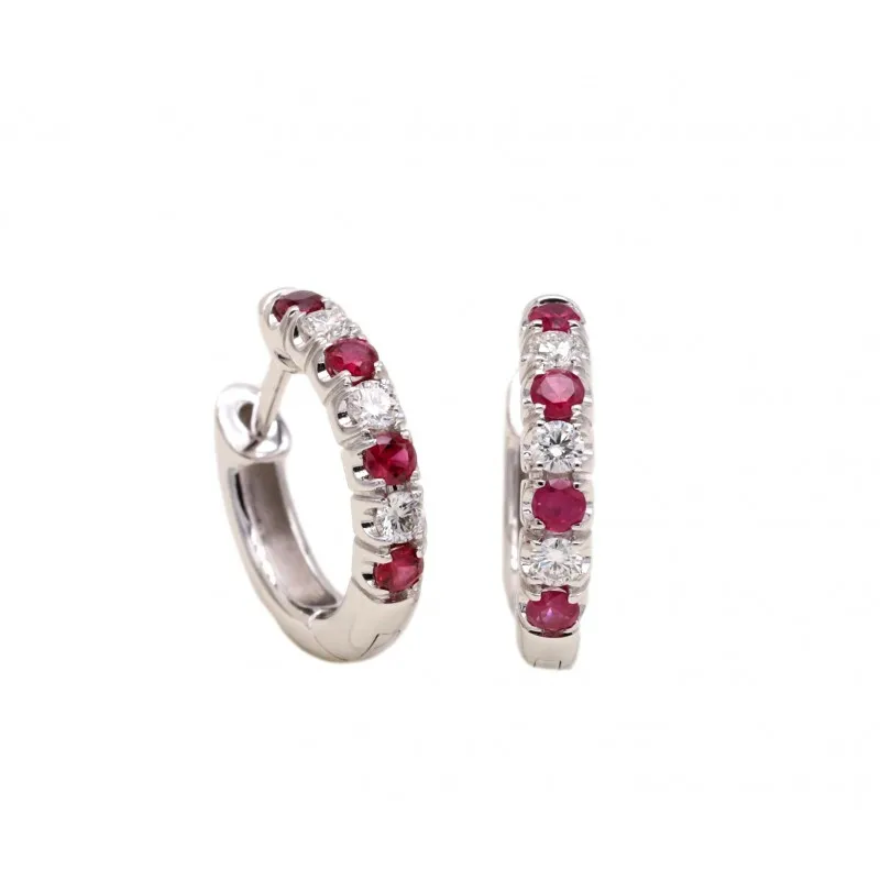 orecchini a cerchio donna Giorgio Visconti bbx37993r in oro 750 bianco con Rubini e diamanti