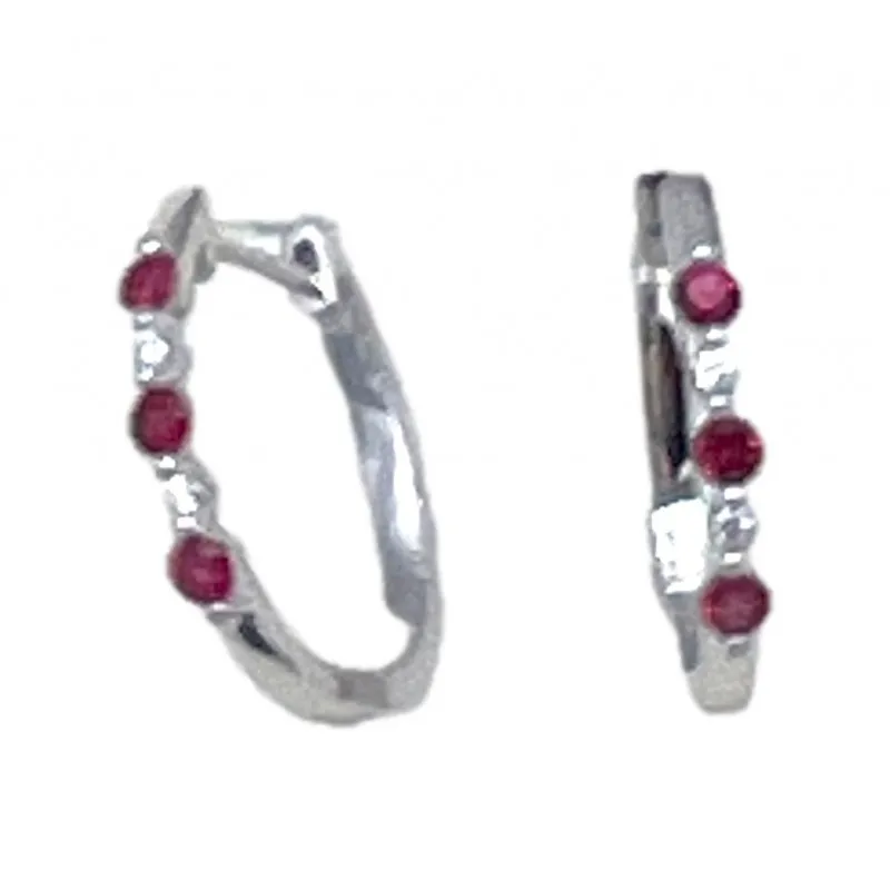 orecchini a cerchio donna Giorgio Visconti bbx39790r in oro 750 bianco con rubini e diamanti