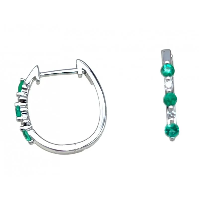 orecchini a cerchio donna Giorgio Visconti bbx39790s in oro 750 bianco con smeraldi e diamanti