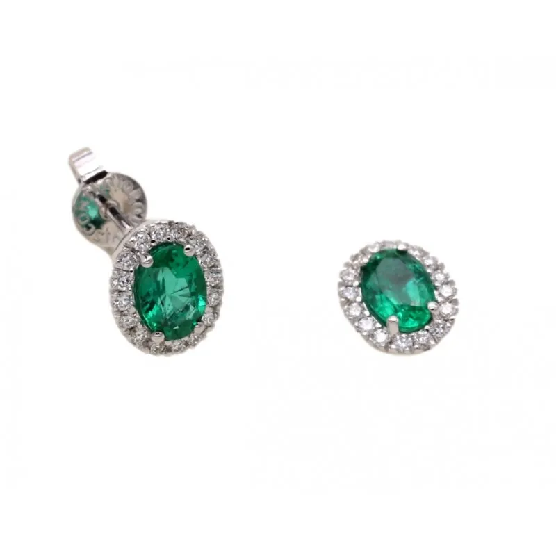 orecchini a margherita donna Giorgio Visconti bb39376as in oro 750 bianco con smeraldi e diamanti