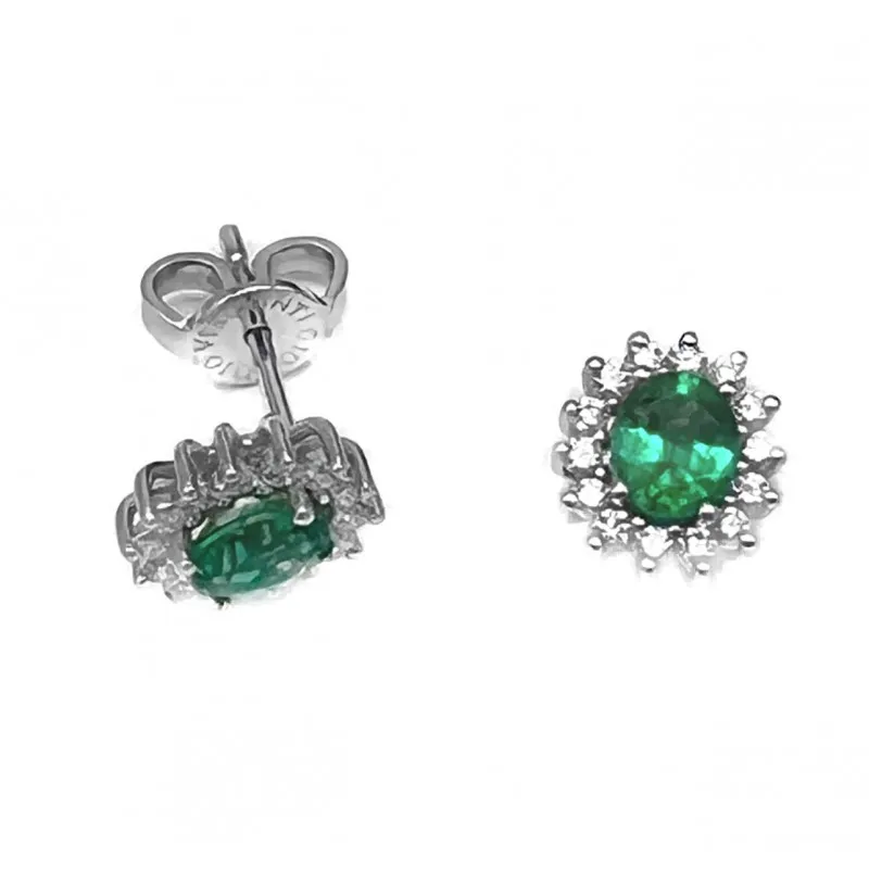 orecchini a margherita donna Giorgio Visconti bb39442s in oro 750 bianco con smeraldi e diamanti