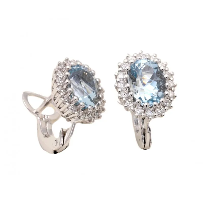 orecchini a margherita donna Giorgio Visconti bb38746b in oro 750 bianco con acqua marina e diamanti