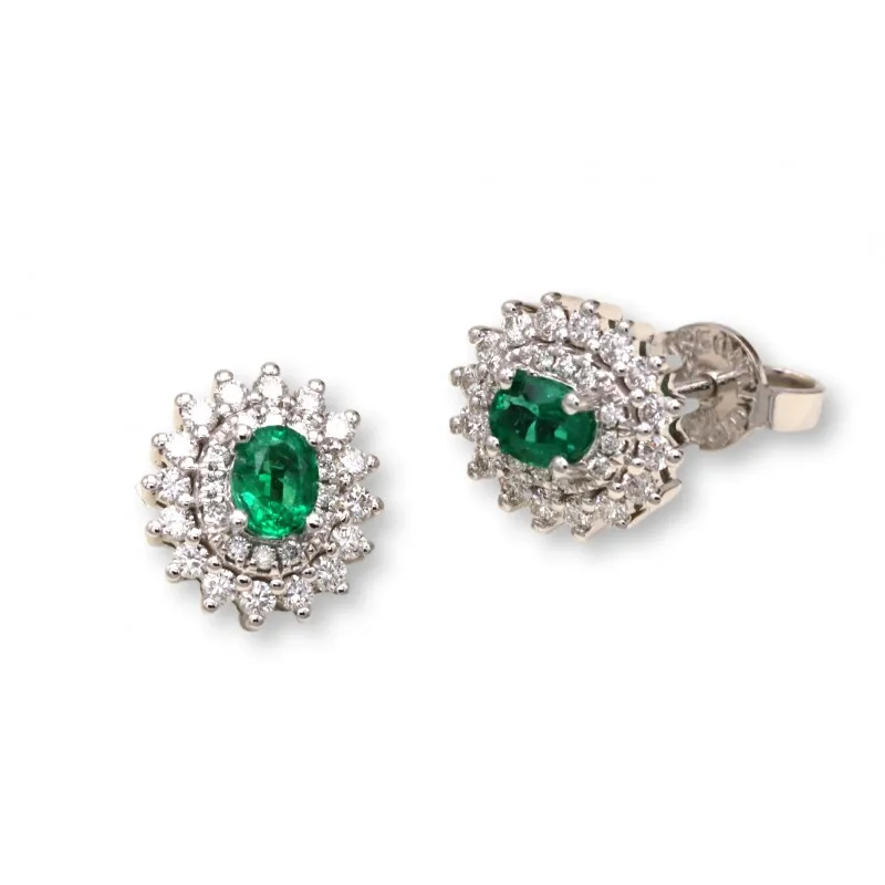 orecchini a margherita donna Giorgio Visconti bbx39830s in oro 750 bianco con smeraldi e diamanti