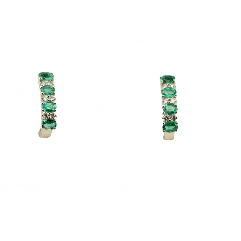 orecchini a pavè donna Giorgio Visconti bbx38303s in oro 750 bianco con smeraldi e diamanti